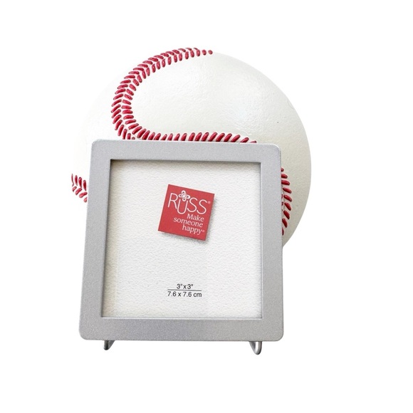 NWT Russ Sports Page Resin Baseball 3” x 3” Photo Frame - Picture 1 of 9